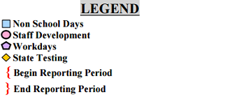 District School Academic Calendar Legend for Austin Junior High