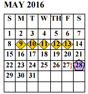 District School Academic Calendar for PSJA Memorial High School for May 2016