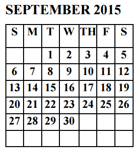 District School Academic Calendar for Reed Mock Elementary for September 2015