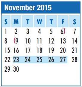 District School Academic Calendar for The Summit Intermediate for November 2015