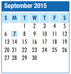 District School Academic Calendar for New M S #5 for September 2015