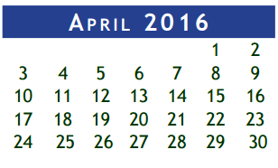 District School Academic Calendar for Brazoria Co J J A E P for April 2016