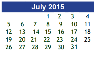 District School Academic Calendar for Brazoria Co J J A E P for July 2015