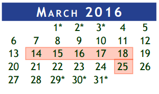 District School Academic Calendar for Magnolia Elementary for March 2016