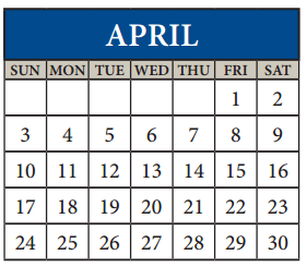 District School Academic Calendar for Hendrickson High School for April 2016