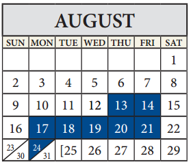 District School Academic Calendar for Westview Middle School for August 2015