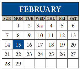 District School Academic Calendar for Travis Co J J A E P for February 2016