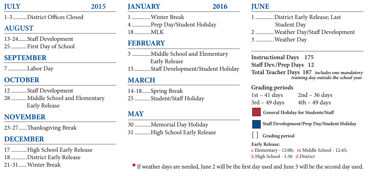 District School Academic Calendar Key for Alter Learning Ctr