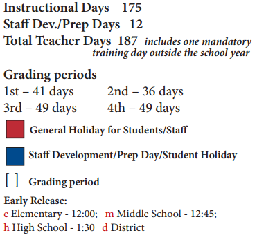 District School Academic Calendar Legend for Alter Learning Ctr