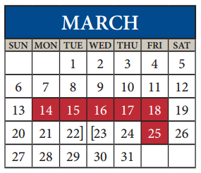 District School Academic Calendar for Alter Learning Ctr for March 2016