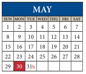 District School Academic Calendar for Park Crest Middle for May 2016