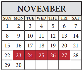 District School Academic Calendar for Hendrickson High School for November 2015