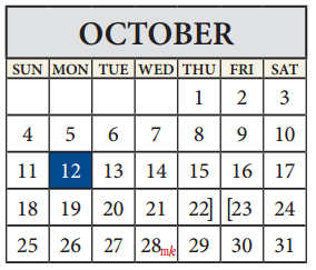 District School Academic Calendar for Pflugerville Elementary School for October 2015