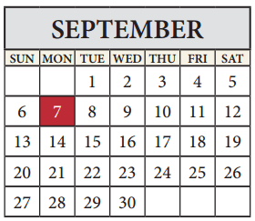 District School Academic Calendar for Kelly Lane Middle School for September 2015
