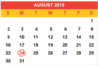 District School Academic Calendar for Haun Elementary School for August 2015