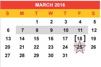 District School Academic Calendar for Hospital/homebound for March 2016