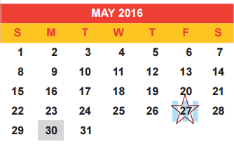 District School Academic Calendar for David Mccall Elementary for May 2016
