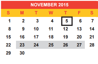 District School Academic Calendar for Brinker Elementary School for November 2015