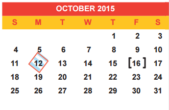 District School Academic Calendar for Dooley Elementary School for October 2015