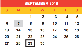 District School Academic Calendar for Miller Elementary School for September 2015