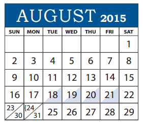 District School Academic Calendar for Canyon Creek Elementary for August 2015