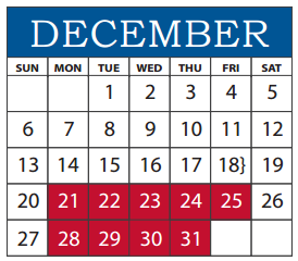 District School Academic Calendar for Richardson North Junior High for December 2015