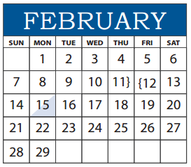District School Academic Calendar for Richardson High School for February 2016