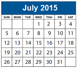 District School Academic Calendar for Westwood Junior High for July 2015