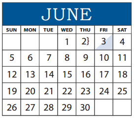 District School Academic Calendar for Northrich Elementary for June 2016