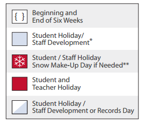 District School Academic Calendar Legend for Yale Elementary