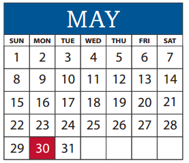 District School Academic Calendar for Richardson High School for May 2016