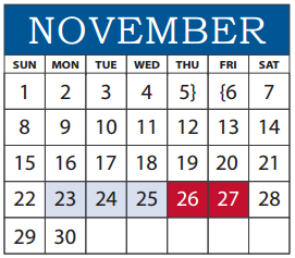 District School Academic Calendar for Christa Mcauliffe Learning Center for November 2015