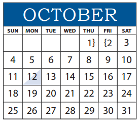 District School Academic Calendar for O Henry Elementary for October 2015