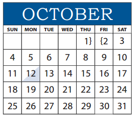 District School Academic Calendar for Richardson Arts/law/science Magnet for October 2015