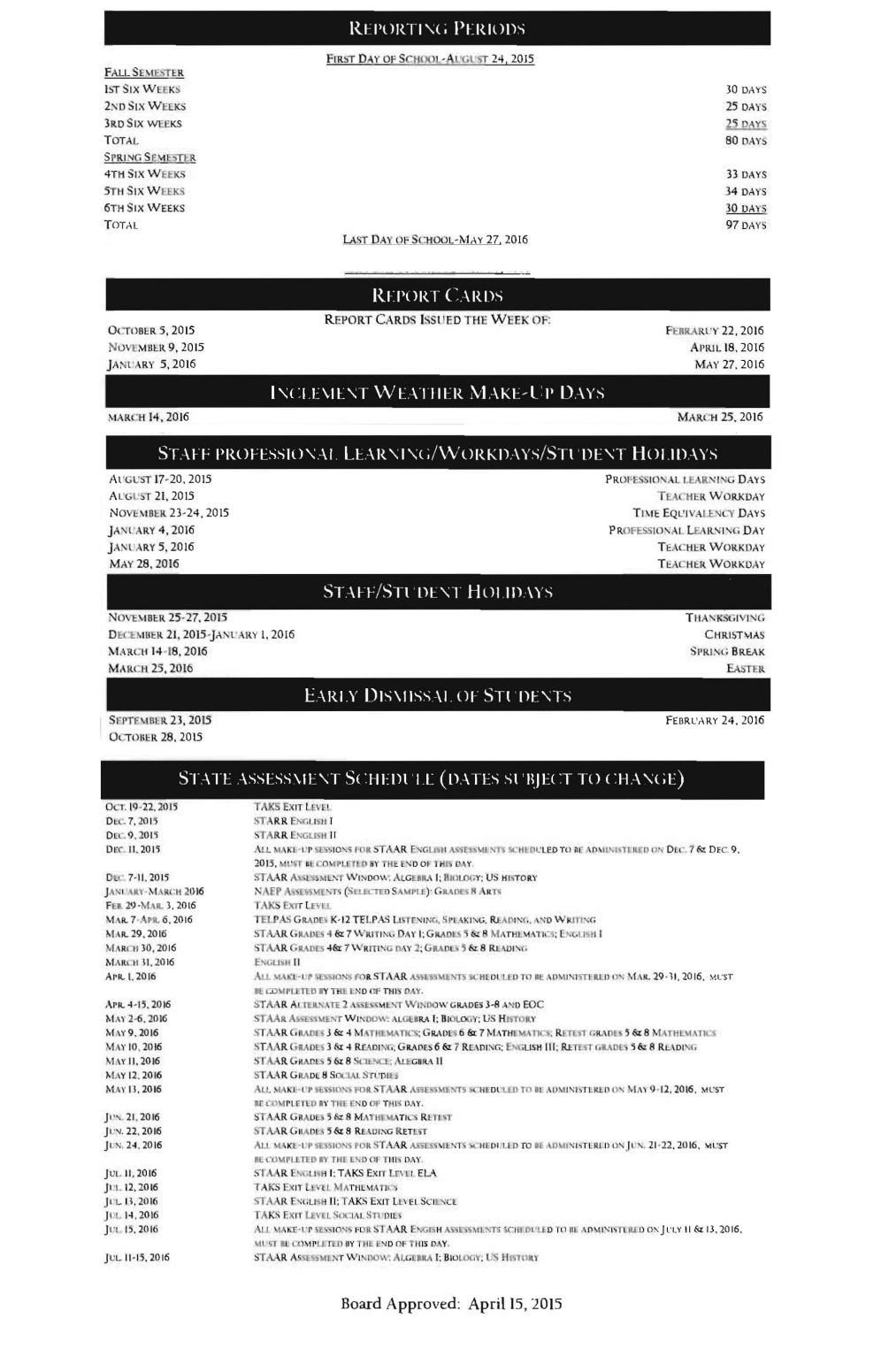 District School Academic Calendar Key for Ringgold Middle School