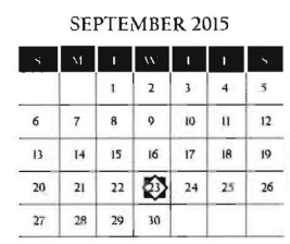 District School Academic Calendar for North Grammar Elementary for September 2015