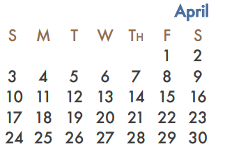 District School Academic Calendar for Nebbie Williams Elementary for April 2016