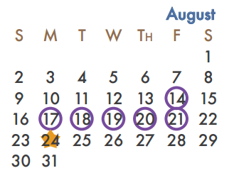 District School Academic Calendar for Sharon Shannon Elementary for August 2015