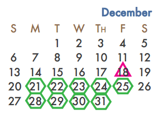 District School Academic Calendar for J W Williams Middle for December 2015