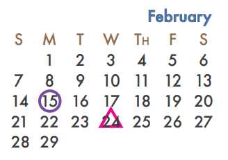 District School Academic Calendar for Virginia Reinhardt Elementary for February 2016