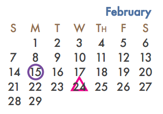 District School Academic Calendar for Nebbie Williams Elementary for February 2016