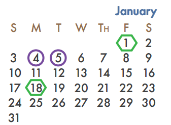 District School Academic Calendar for Virginia Reinhardt Elementary for January 2016