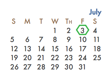 District School Academic Calendar for J W Williams Middle for July 2015