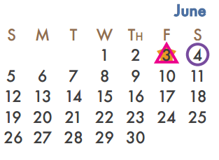 District School Academic Calendar for Nebbie Williams Elementary for June 2016