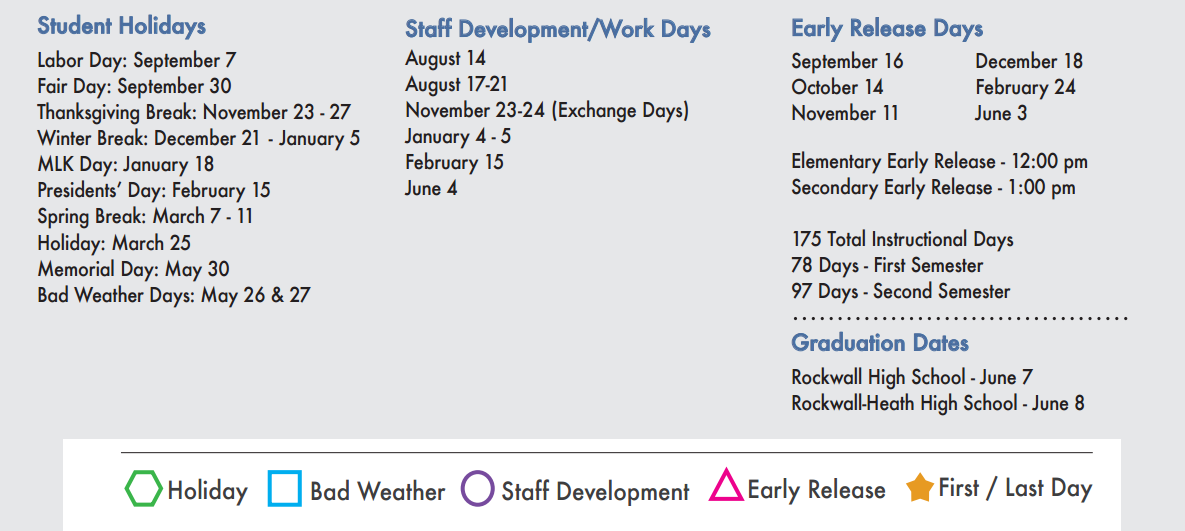 District School Academic Calendar Key for J W Williams Middle