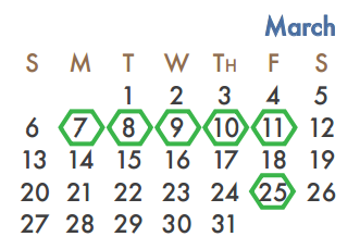 District School Academic Calendar for Sharon Shannon Elementary for March 2016