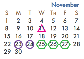 District School Academic Calendar for J W Williams Middle for November 2015