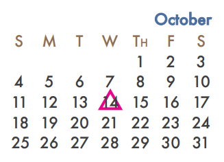 District School Academic Calendar for Virginia Reinhardt Elementary for October 2015