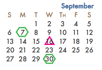 District School Academic Calendar for J W Williams Middle for September 2015