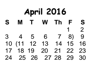 District School Academic Calendar for Deep Wood Elementary for April 2016